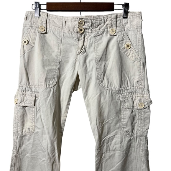 Abercrombie & Fitch Cargo Pants Size 4 Cream Low Rise Utility Y2K Pocket Detail - Picture 2 of 8